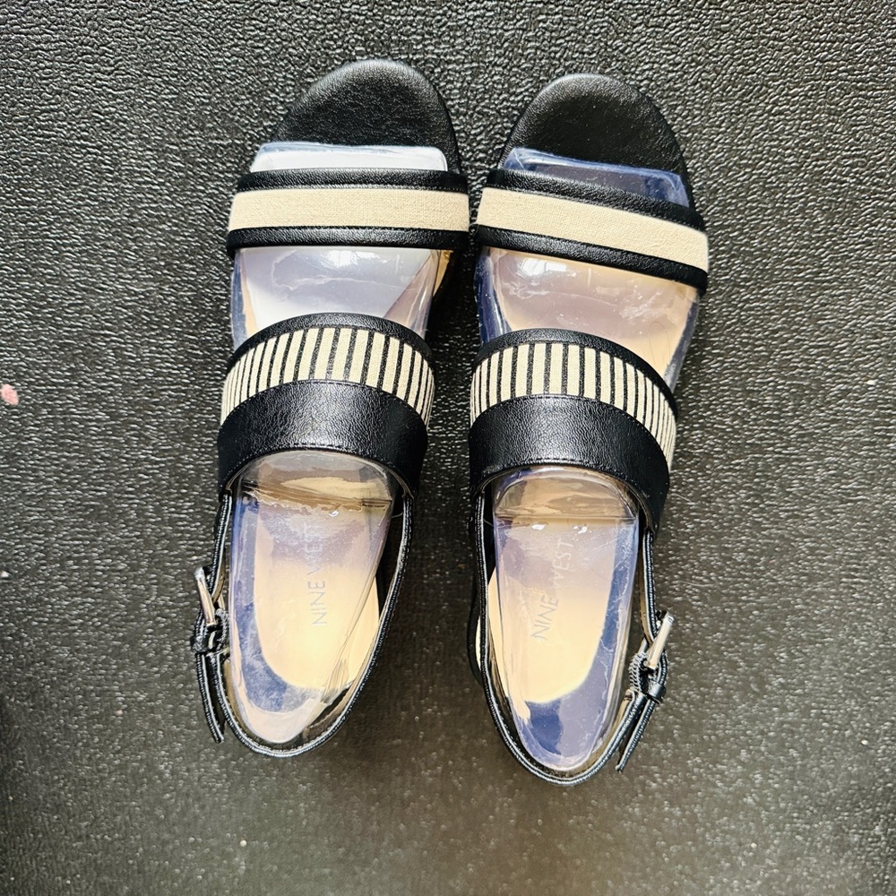 NEW Nine West women black slingback sandals heels, size 7.5